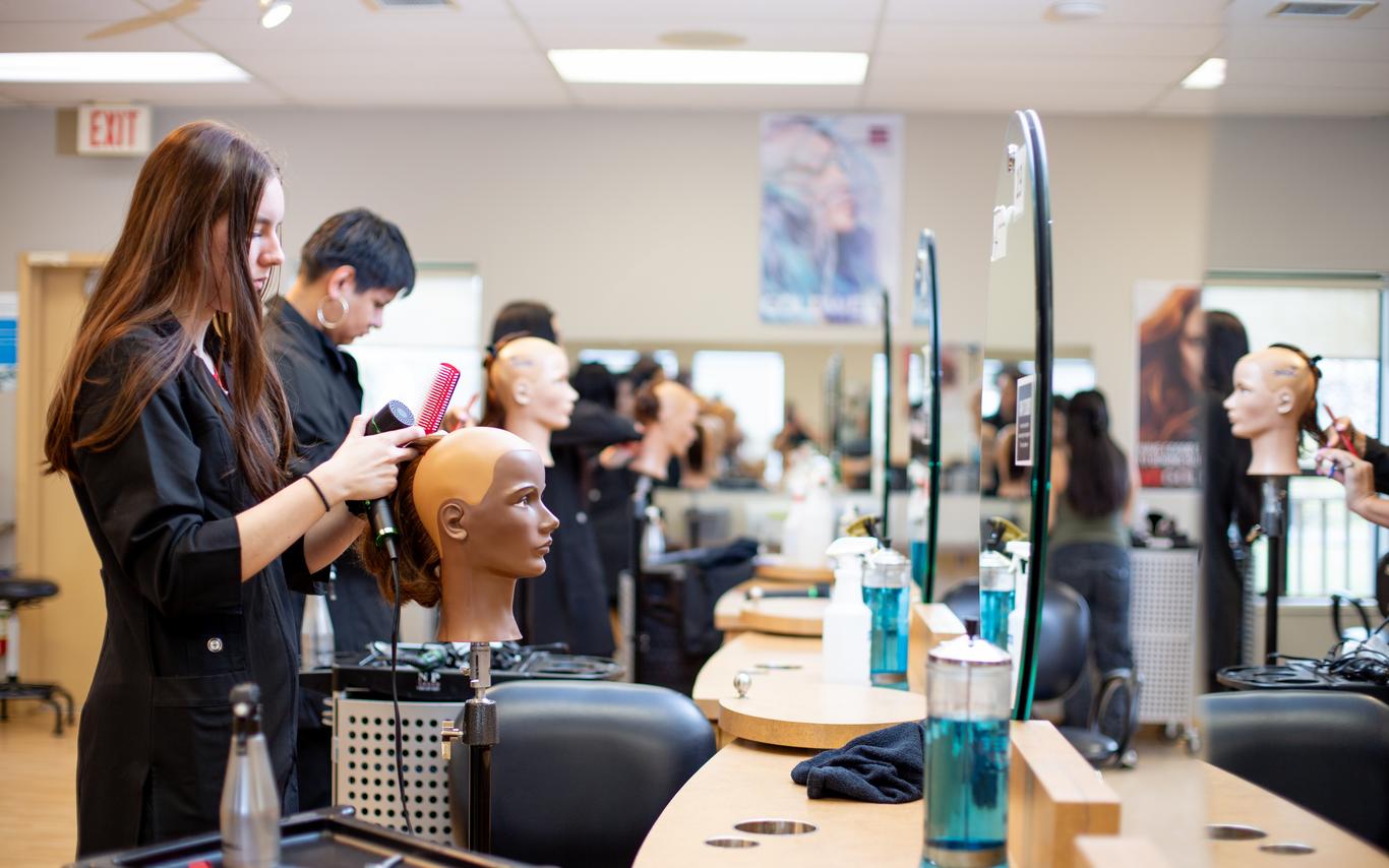VIU hairstylist students learning